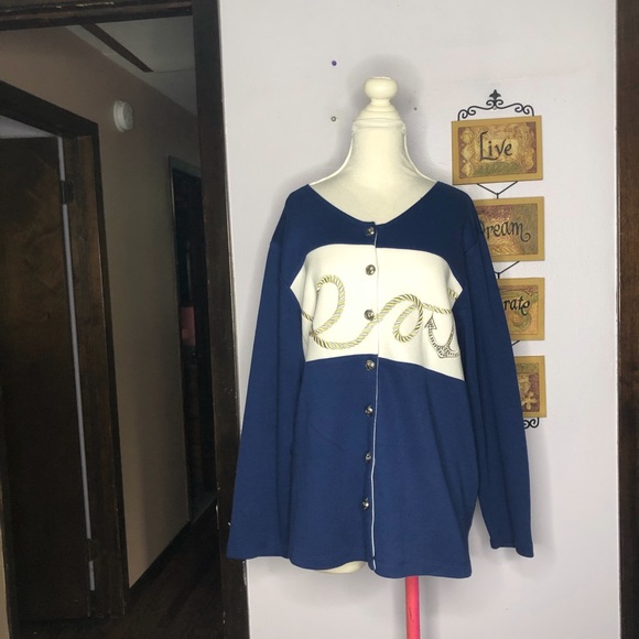 Navy Anchor Cardigan - Picture 2 of 10